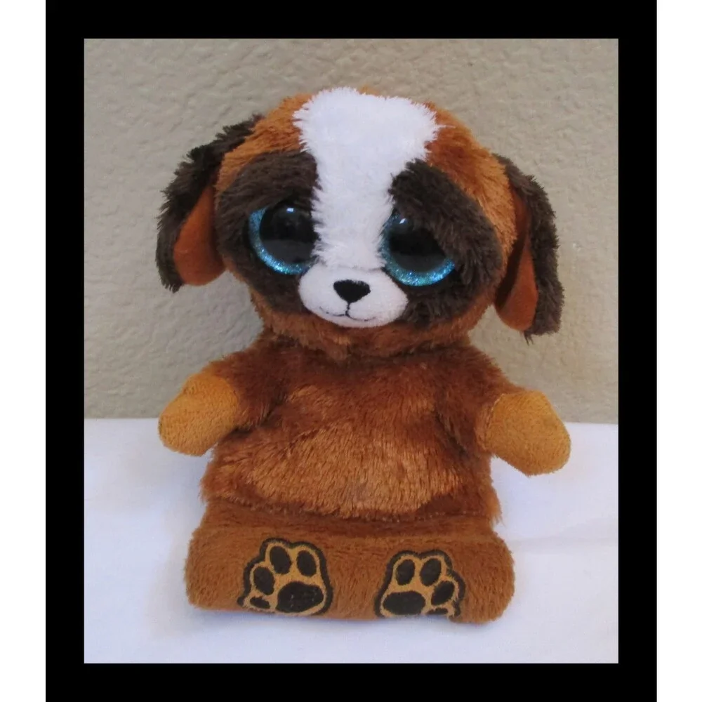 Ty Peek A Boos Pups the Cell Phone Holder Dog Big Blue Glitter Eyes USED